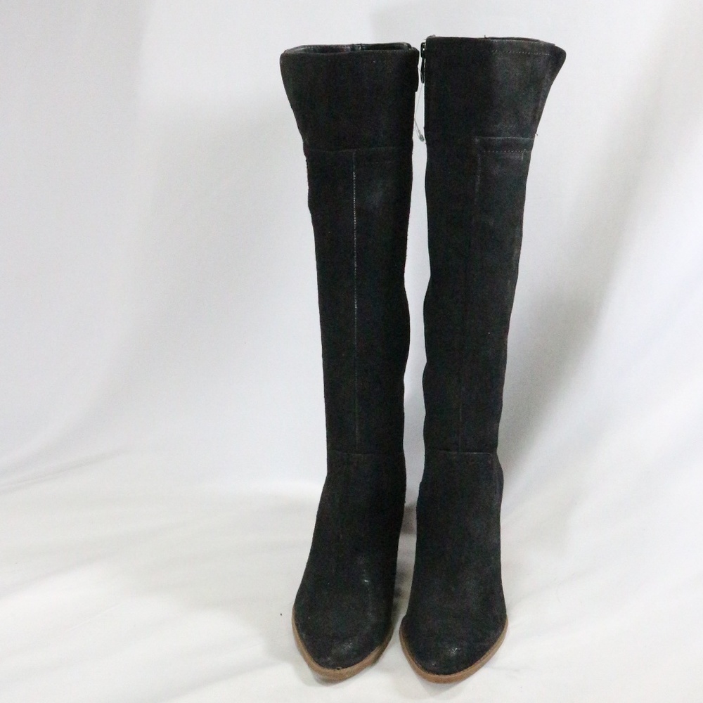 FRANCO SARTO Lara Black Suede Wedge High Boots Sz 7.5 Wmn - Picture 6 of 8